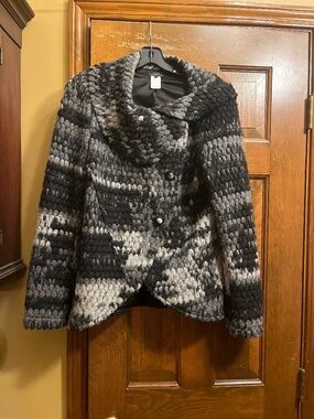 NWT Vex Collection Blk/Gray Nubby Wool Blend Jacket/ Coat.  Sz. 44/14.